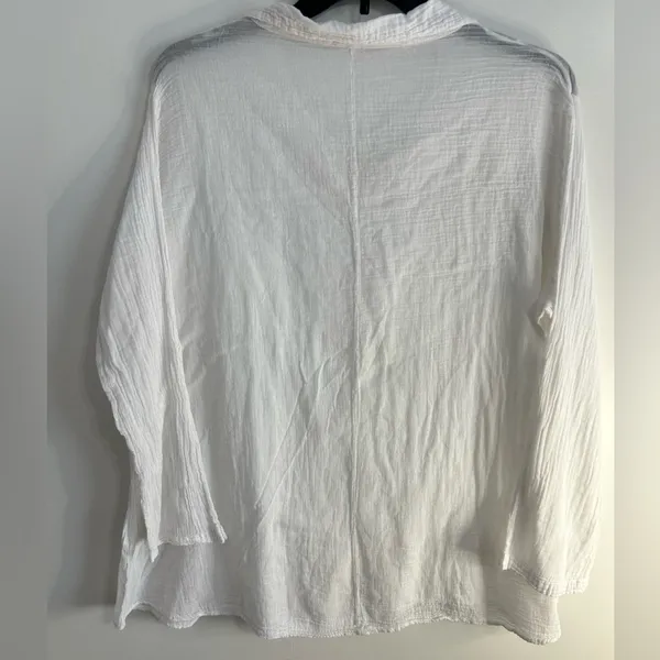 Made in ITALY. 100% cotton.Casual White V-Neck Long Sleeve Dress - Image 7