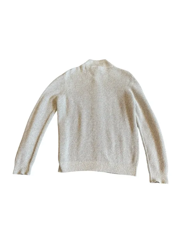 L.L. Bean Zip-Down Cardigan Sweater Ribbed Stretch Light Grey Size Large Women's - Image 7