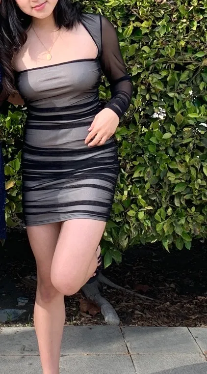 Mesh Long sleeve bodycon lucy dress - Image 3