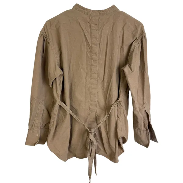 Snidel Button Up Top Womens Size 0 Tan Corduroy Long Sleeve Tie Back Casual * - Image 2