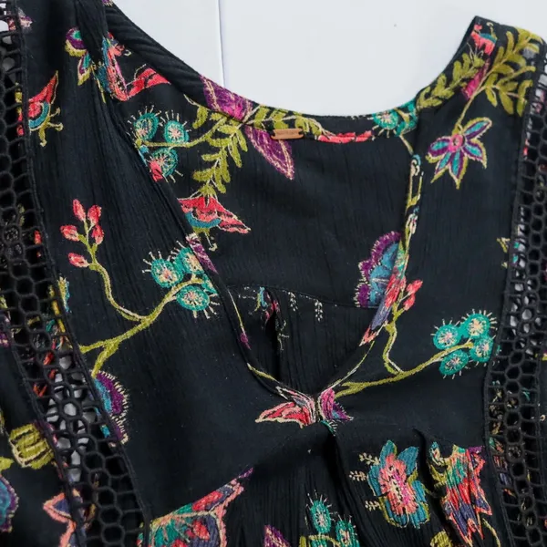 Free People Just The Two Of Us‎ Floral Crochet Tunic Top S Whimsy Fairy Ren Fair - Image 13