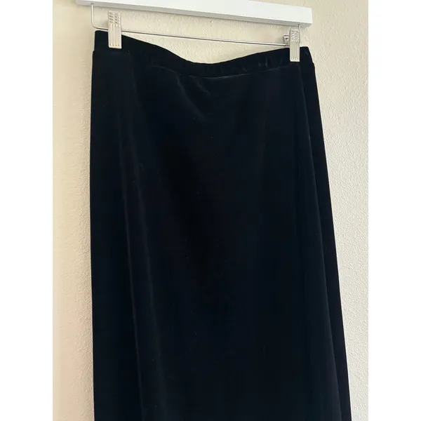 Vintage 90s Velvet Maxi Skirt Womens Medium Black Whimsigoth Grunge Fairy Goth - Image 3