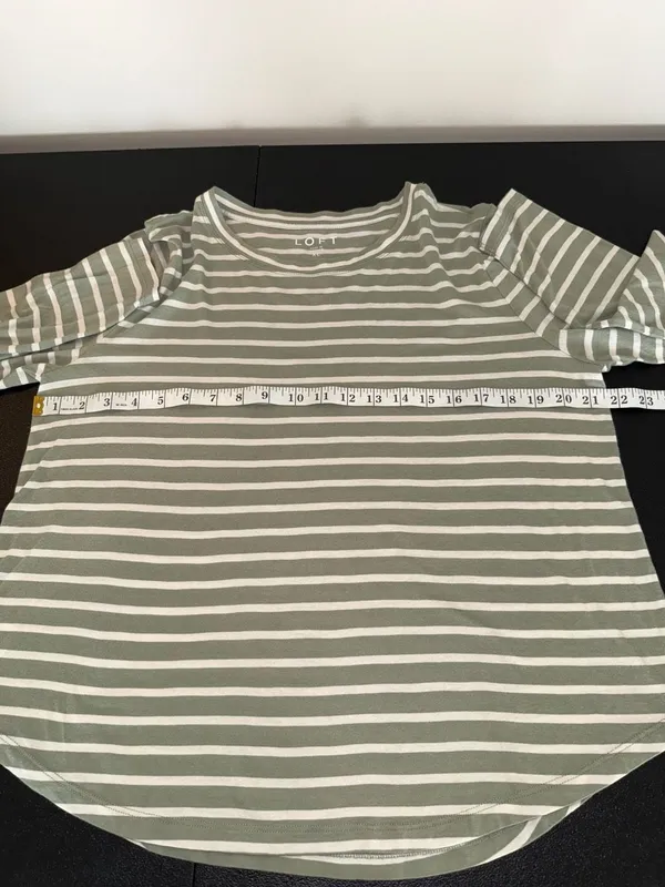 Loft Striped Long Sleeve Tee Size XL Green White - Image 4