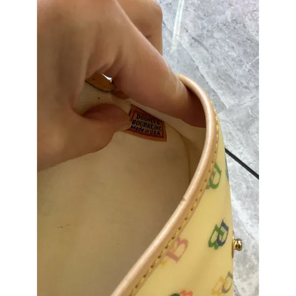 Dooney & Bourke Multi-Color Monogram Wristlet Pouch Cream Heart Charm Vintage - Image 5