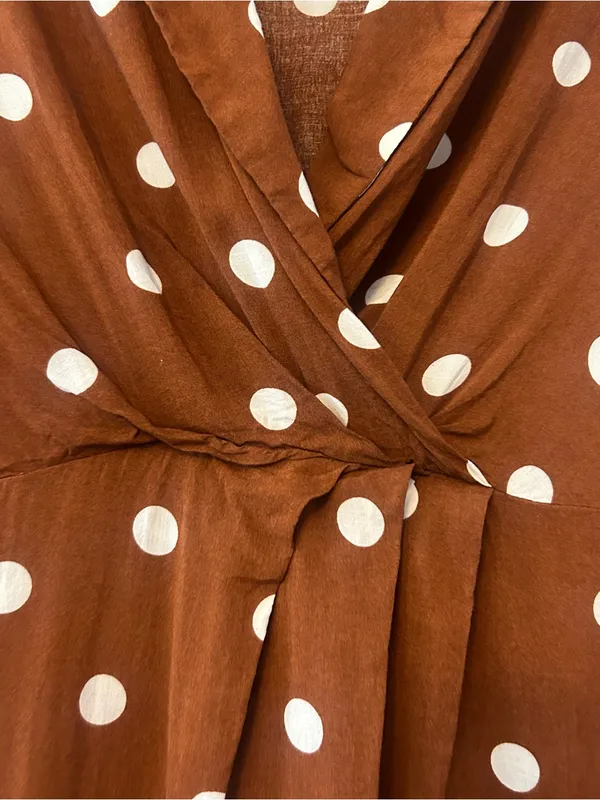 Lulu's Lush louicita rust brown polka dot surplice dress size medium - Image 5