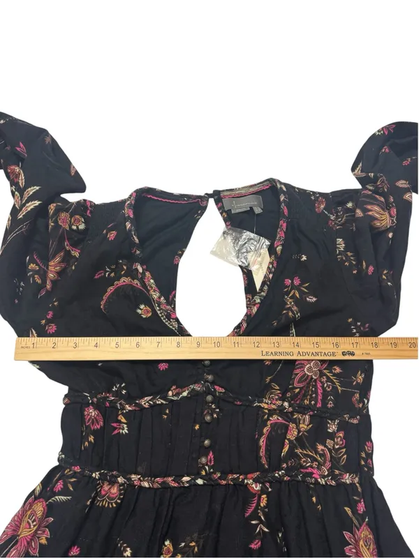 Anthropologie Black Paisley Boho Maxi Dress Floral Tiered - Image 11