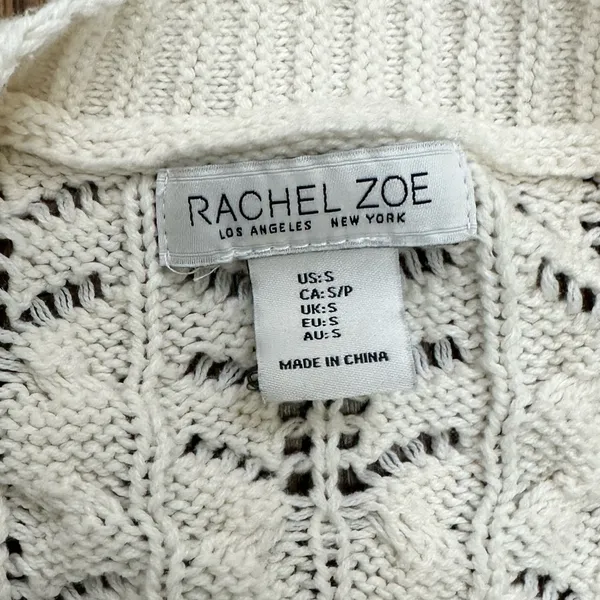 Rachel Zoe chunky button front Knit cream cardigan size small - Image 2
