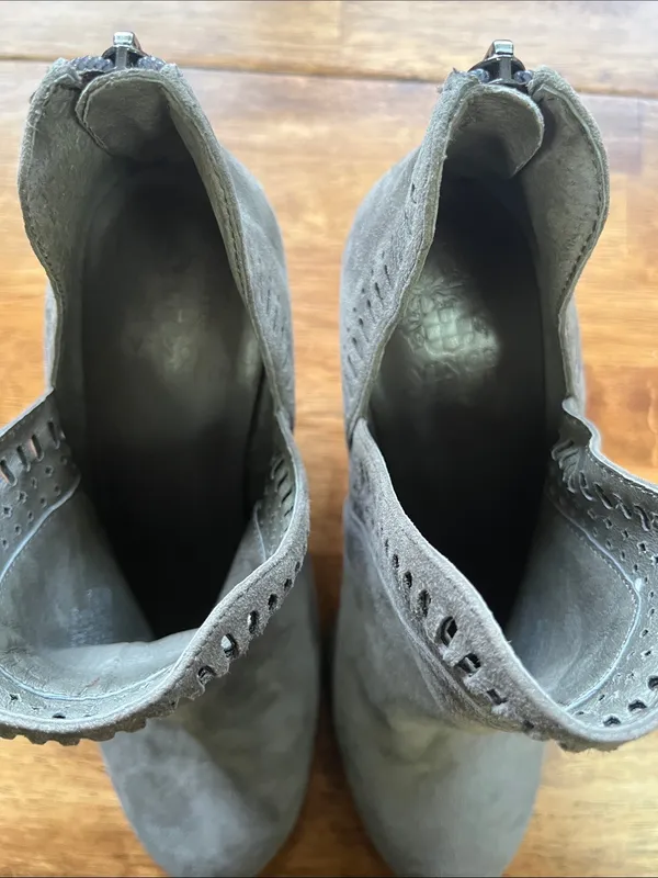 Vince Camuto Gray Suede Perforated Ankle Booties - Image 6