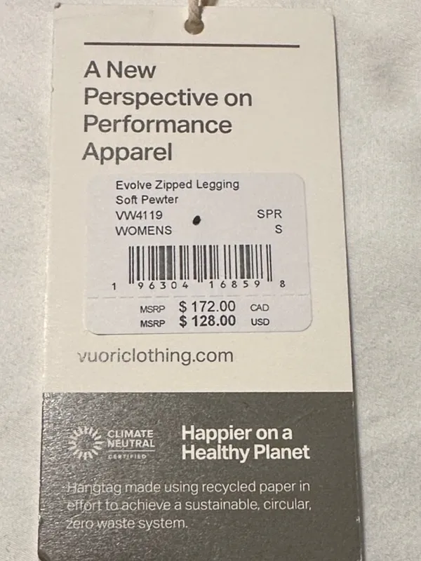 Vuori High-Rise Pocket Legging in Light Gray Size S - Image 2