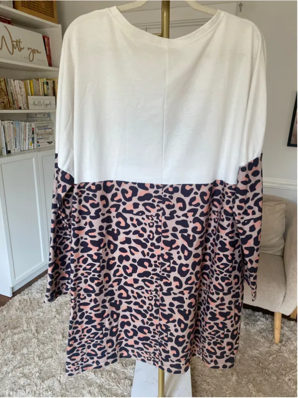 Christmas Tree Leopard Oversized Dress Sweatshirt XL Lounge Holiday Festive Boho - Image 3