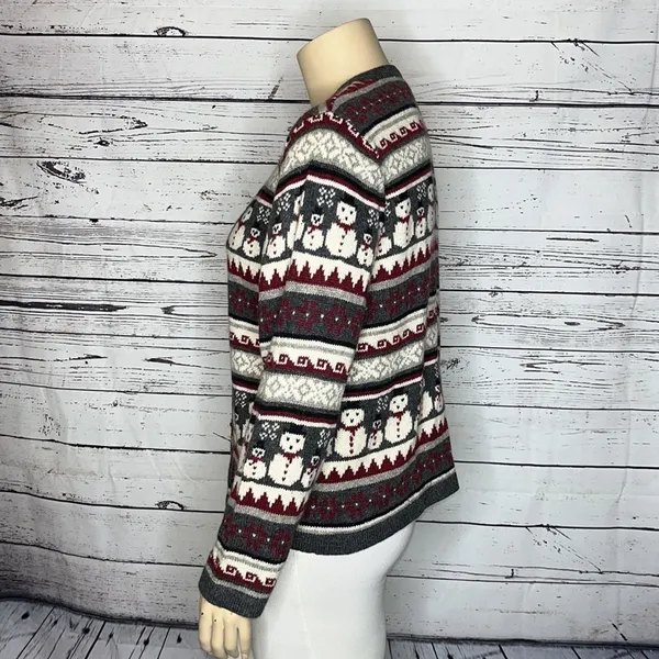 Croft & Barrow NWT Size XL Snowman Button Wool Blend Christmas Sweater Cardigan - Image 4