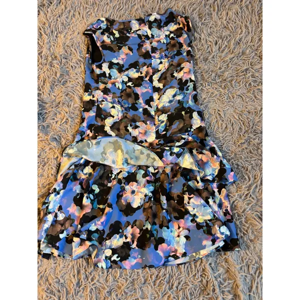 CeCe‎ by Cynthia Steffe Blue Floral Tiered Ruffle Drop Waist Dress Size 0 - Image 4