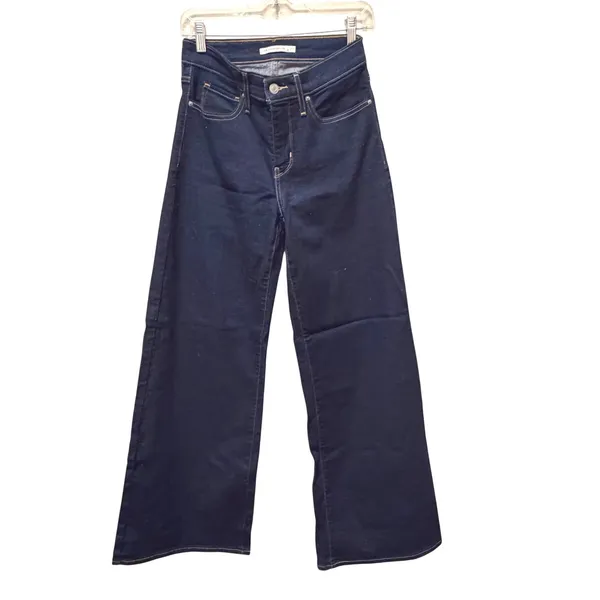 NWOT Levi's 318 Shaping Wide Leg Jeans Dark Wash 27x32 Mid Rise Denim‎ - Image 6