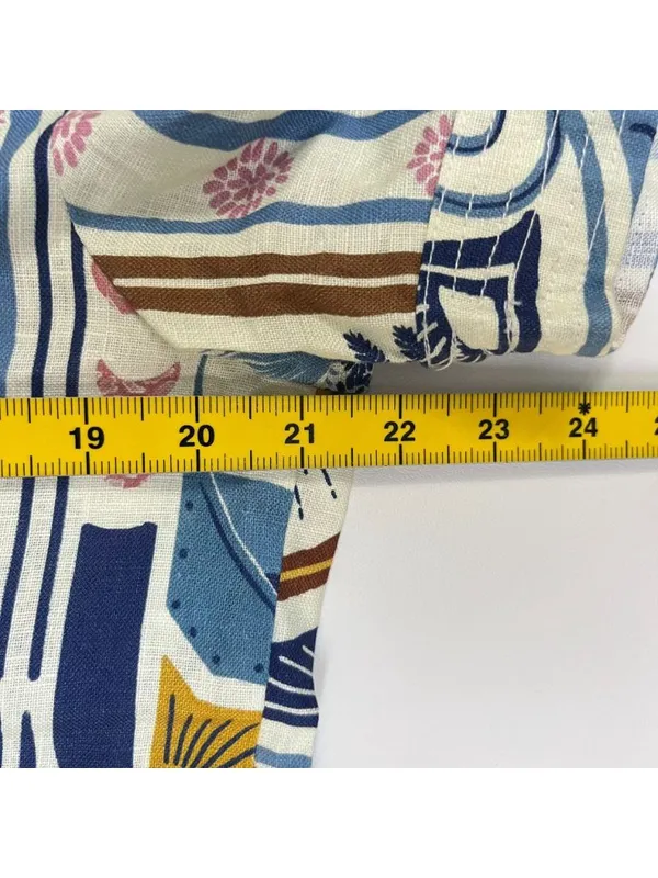NWOT Farm Rio Linen Cerrado Stamps Short Sleeve Mini Dress Size XL Pocket - Image 12