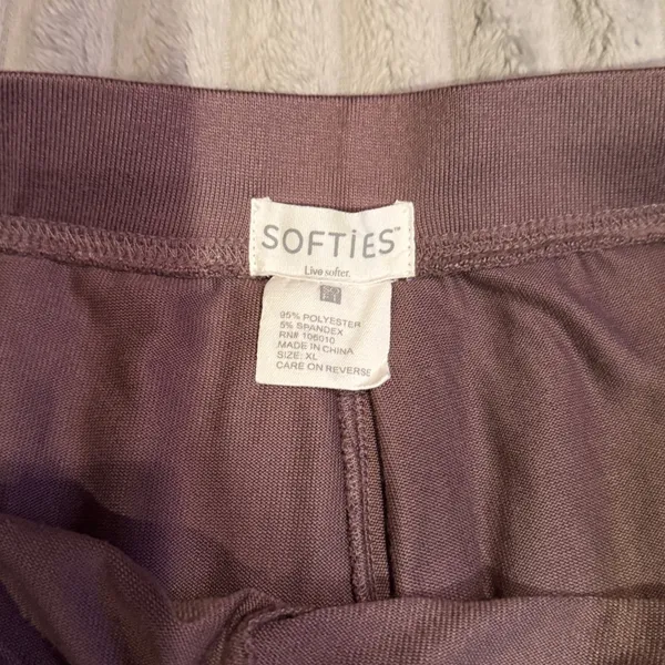 Softies Womens XL Mauve Purple Wide Leg Lounge Pants Drawstring Pajama Cropped - Image 3