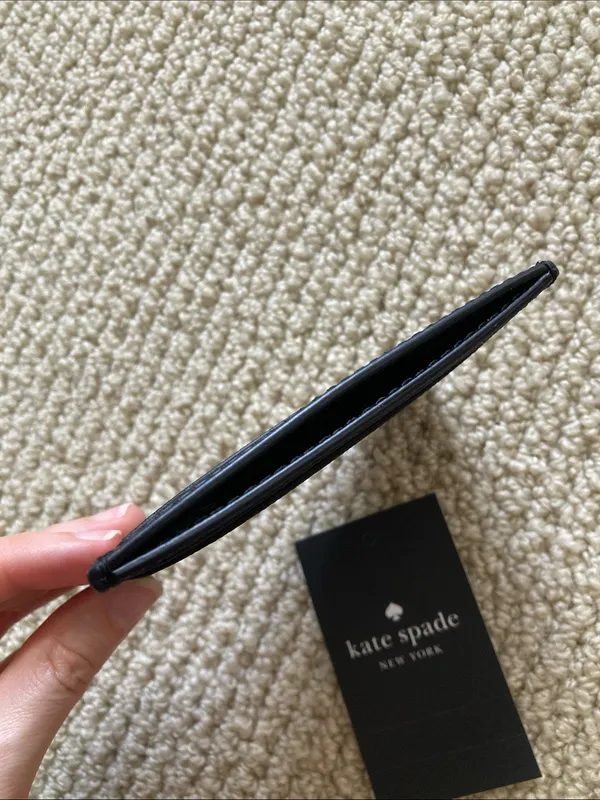 NEW Kate Spade Black Leather Card Holder Saffiano Wallet Chic Mini NWT - Image 8
