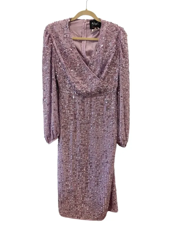 Mac Duggal Lavender Sequined Illusion Puff Sleeve Midi Dress 6 $298 107641 - Image 5
