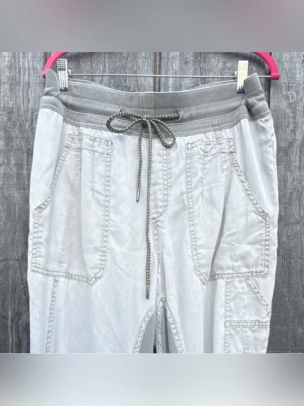 Anthropologie Women Gray Solid Jogger Pants Tapered Elastic Waist Pockets Sz M - Image 2