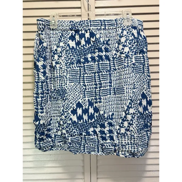 MB Design Mini Skirt Lined Size L‎ Marathon Elastic/Tie Blue/White Aztec NWT - Image 4