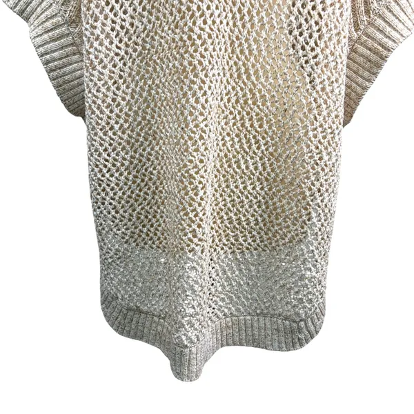 TALBOTS NWOT Open Stitch Poncho‎ in Rattan, Large, Bohemian Neutral Knit - Image 10