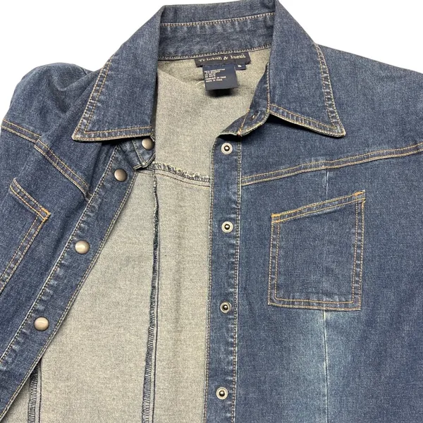 Tristan & Iseut Denim Button Down Shirt Dress Small Cowgirl Western Cottage‎ EUC - Image 6