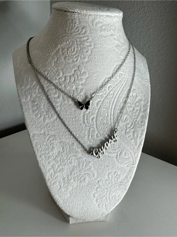 Buckle Gypsy butterfly layered silver necklace set - Image 2
