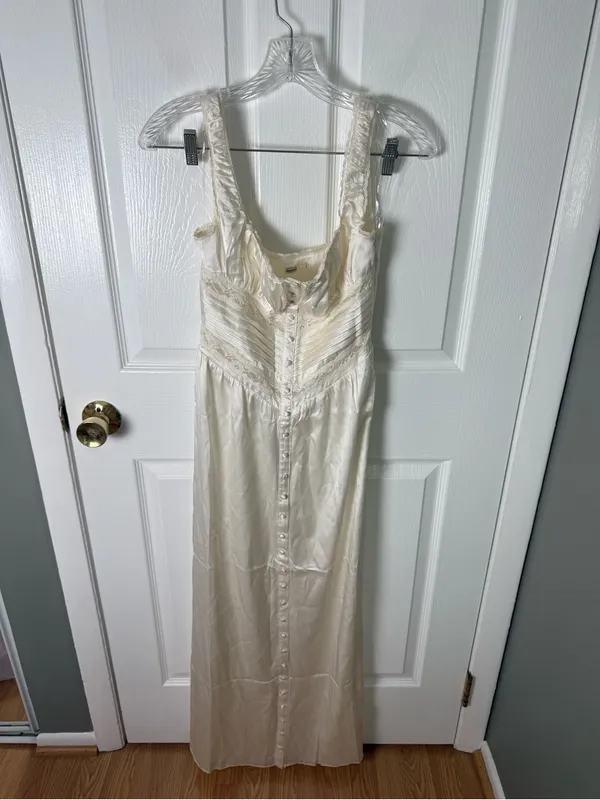 House of CB Illiana Ivory Real Silk Maxi Dress S - Image 2