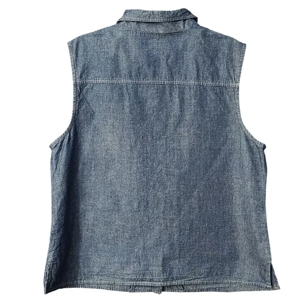 Jaclyn Smith Women's Western Denim‎ Sleeveless Top Blue Floral Embroidered XL - Image 2