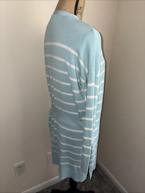 A New Day Light Blue & White Striped Open-Front Women’s Cardigan - Image 2