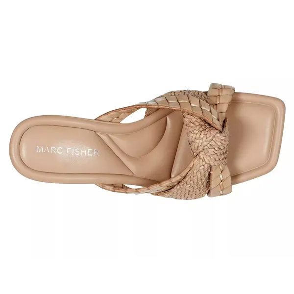 Marc Fisher 8 Light Tan Macki Knot Faux Leather Square Toe Slip-on Dress Sandals - Image 2