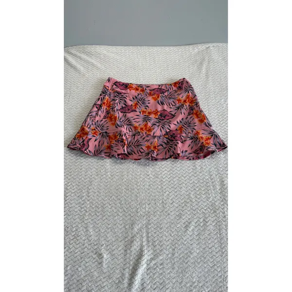 Tommy Bahama Golf Women Pink Tropical Floral Ruffle Hem Skort Large 4309 - Image 3