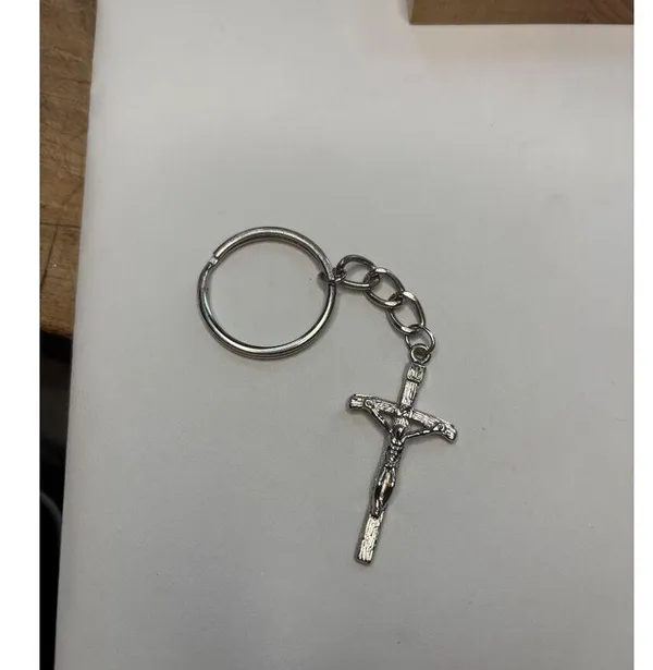 Silver-Tone Crucifix Keychain With Religious Jesus Cross Pendant - Image 12