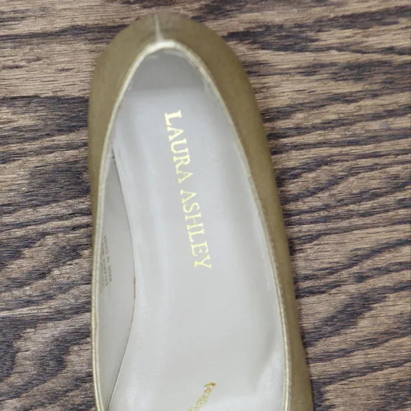 Laura Ashley Womens Vintage Open Toe Wedge Heels 1673ec74573228 Gold Yellow 6M - Image 8