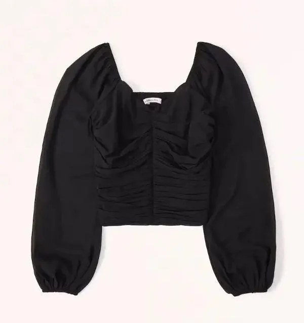 Abercrombie Sweetheart Ruched Long Sleeve Top - Image 4