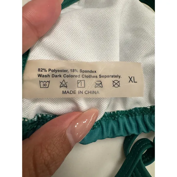 Unbranded Green Tropical Floral 3 Piece Triangle String Bikini Swimsuit Set XL - Image 6