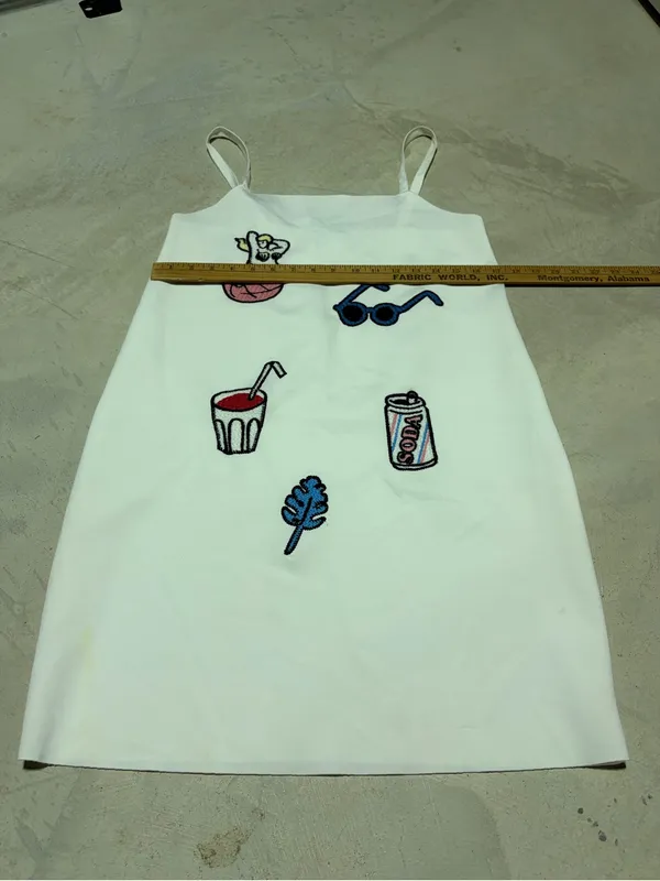 Zara trafaluc summer patches white dress medium - Image 6