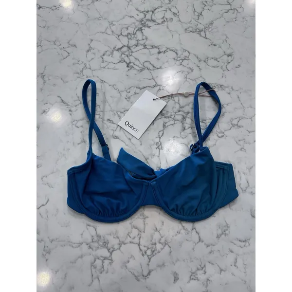 Nwt Quince Lagoon Teal Blue Italian Demi Bikini Top Size XS - Image 3