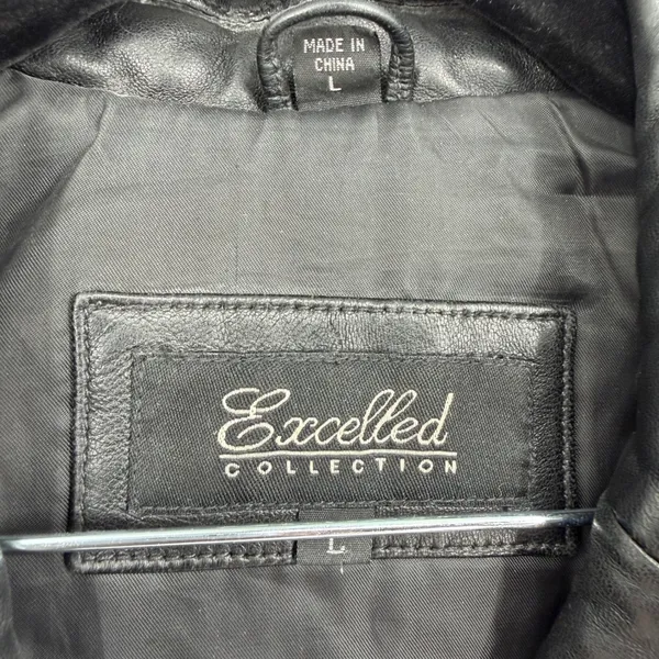 Excelled Collection Women's L Black Genuine Leather Blazer Jacket Y2K - Image 5