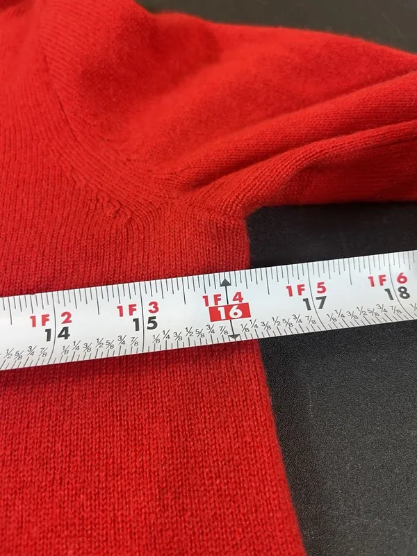 J.Crew 100% Cashmere Sweater Women’s Red Mock Neck 3/4 Sleeve Knit Top - Image 9