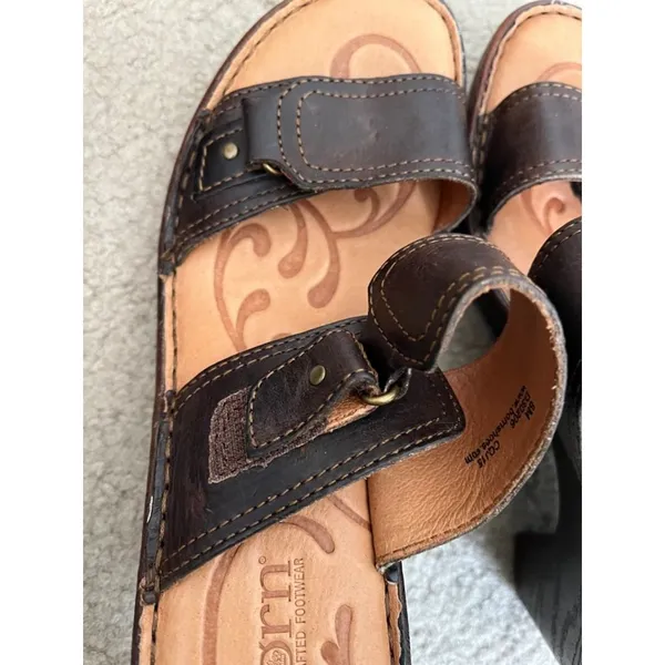 Born Sandals Sz 8M Salima Brown Leather Chunky Cushioned Summer Vacation Cruise - Image 7