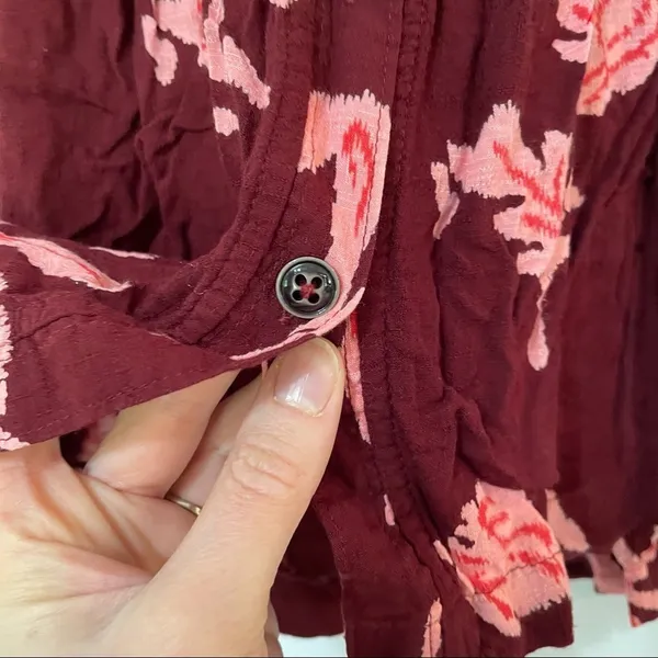Anthropologie Maeve Burgundy Floral Swing Blouse Womens 8 Sleeveless Boho Beachy - Image 5