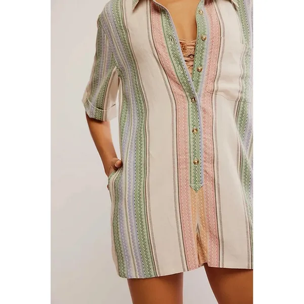 Free People Romper Women S Tea Combo New Stripe Chevron OB1939627 - Image 3