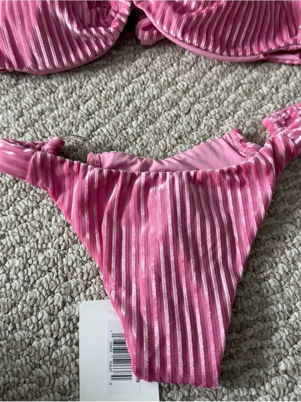 Dippin' Daisy's Pink Ribbed Ring-Front Bikini Set - Image 7