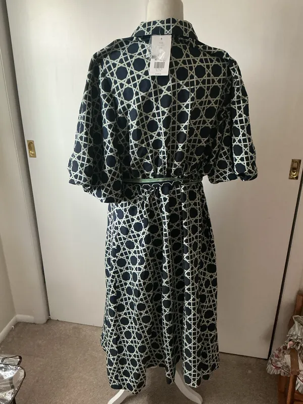 Crown & Ivy Puff Sleeve Printed Collared Maxi Dress With Tie- Sz 3x- Nwt - Image 6