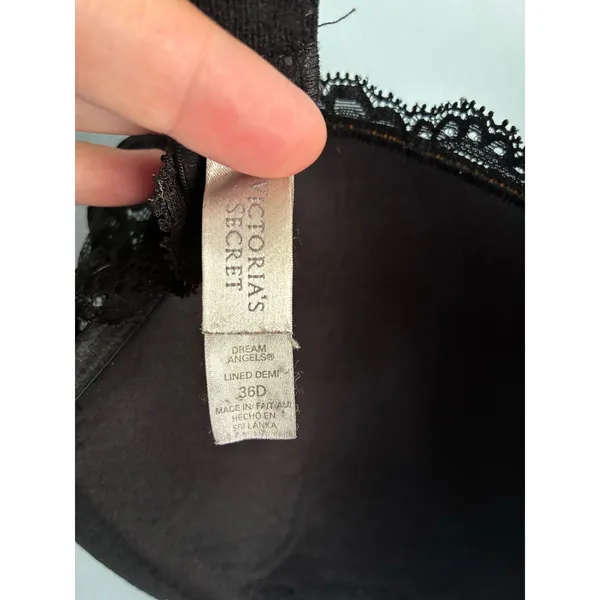 Victoria's Secret Bra Dream Angels Demi Black 36D Lace Whimsygoth - Image 3
