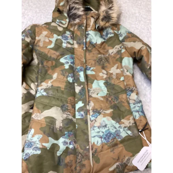 Obermeyer Tuscany II Jacket Vintage Camo Floral Ski Puffer Faux Fur Hood 11225 8 - Image 2