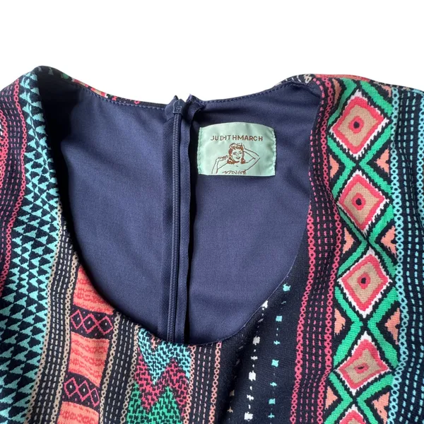 Judith March Bell Sleeve Mini Dress‎ Womens Medium Geometric Tribal Print Retro - Image 3