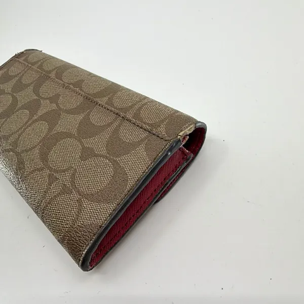 Coach Signature C Flap Brown Coated Canvas Wallet - Image 5