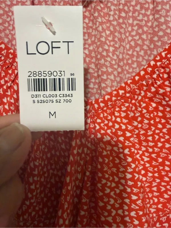 New Womens LOFT Red Ruffled V-Neck Blouse M - Image 2