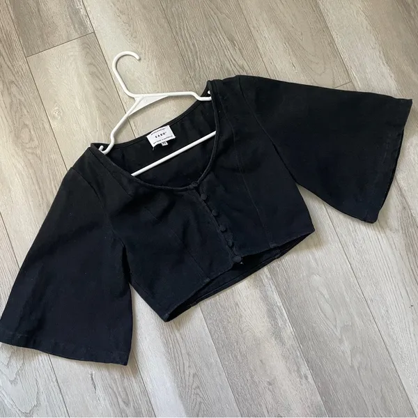 Sabo Skirt Keely Top crop flare sleeve womens Black (xsmall) minimalist chic party - Image 4
